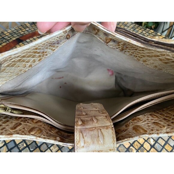 Brahmin Leather Croc Embossed Tabitha Shoulder Crossbody Bag Warm Tan Beige - Picture 8 of 12